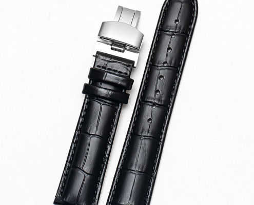 black leather watch band