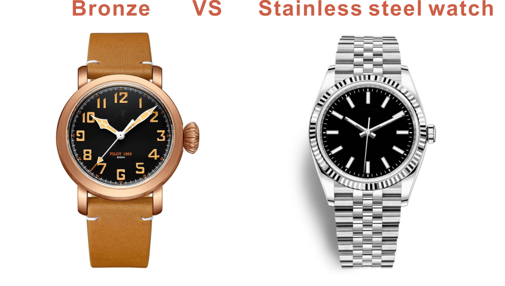 Mens bronze watch bronze vs stainless steel watch